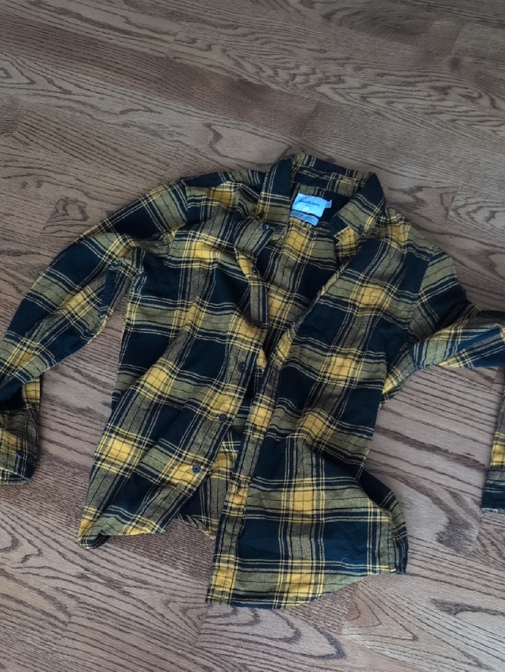 Men's Goodfellow And Co Yellow & Black Plaid Flannel Shirt